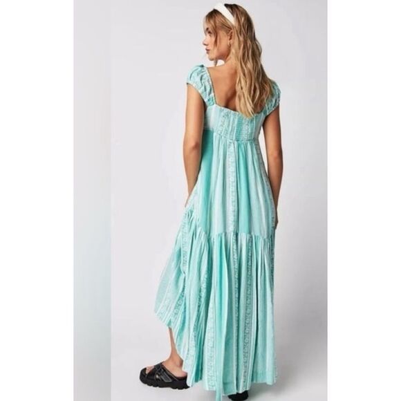 FREE PEOPLE Mabel Maxi Dress in Teal Undyed Combo Size Small / NWOT - Picture 3 of 10